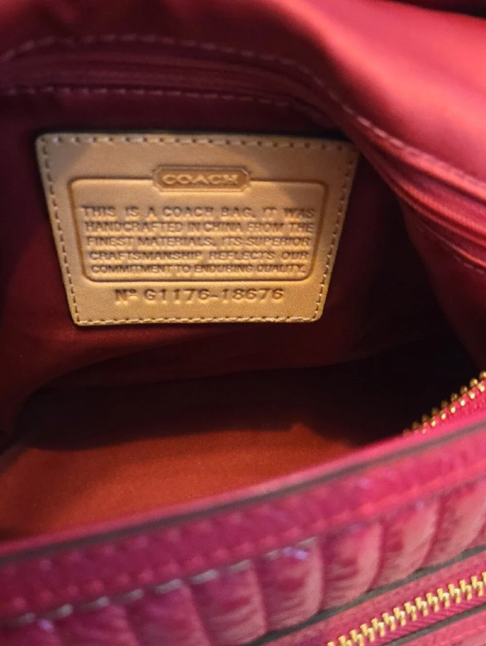 Coach Signature Canvas Tote with Pink Trim and Gold Hardware